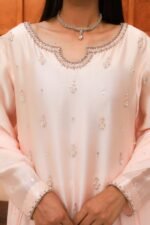 Premium Embroidered Silk Long Shirt with Dupatta - Image 2