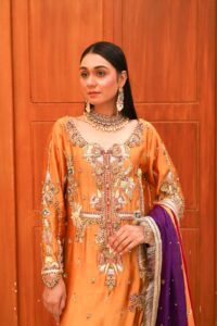 Luxury Embroidered Silk Pishwas - Image 2