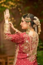 Royal Maroon Bridal Lehenga – Luxury Hand Embroidered Zardozi Bridal Dress - Image 6