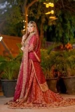 Royal Maroon Bridal Lehenga – Luxury Hand Embroidered Zardozi Bridal Dress - Image 7